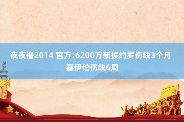 夜夜撸2014 官方:6200万新援约罗伤缺3个月 霍伊伦伤缺6周